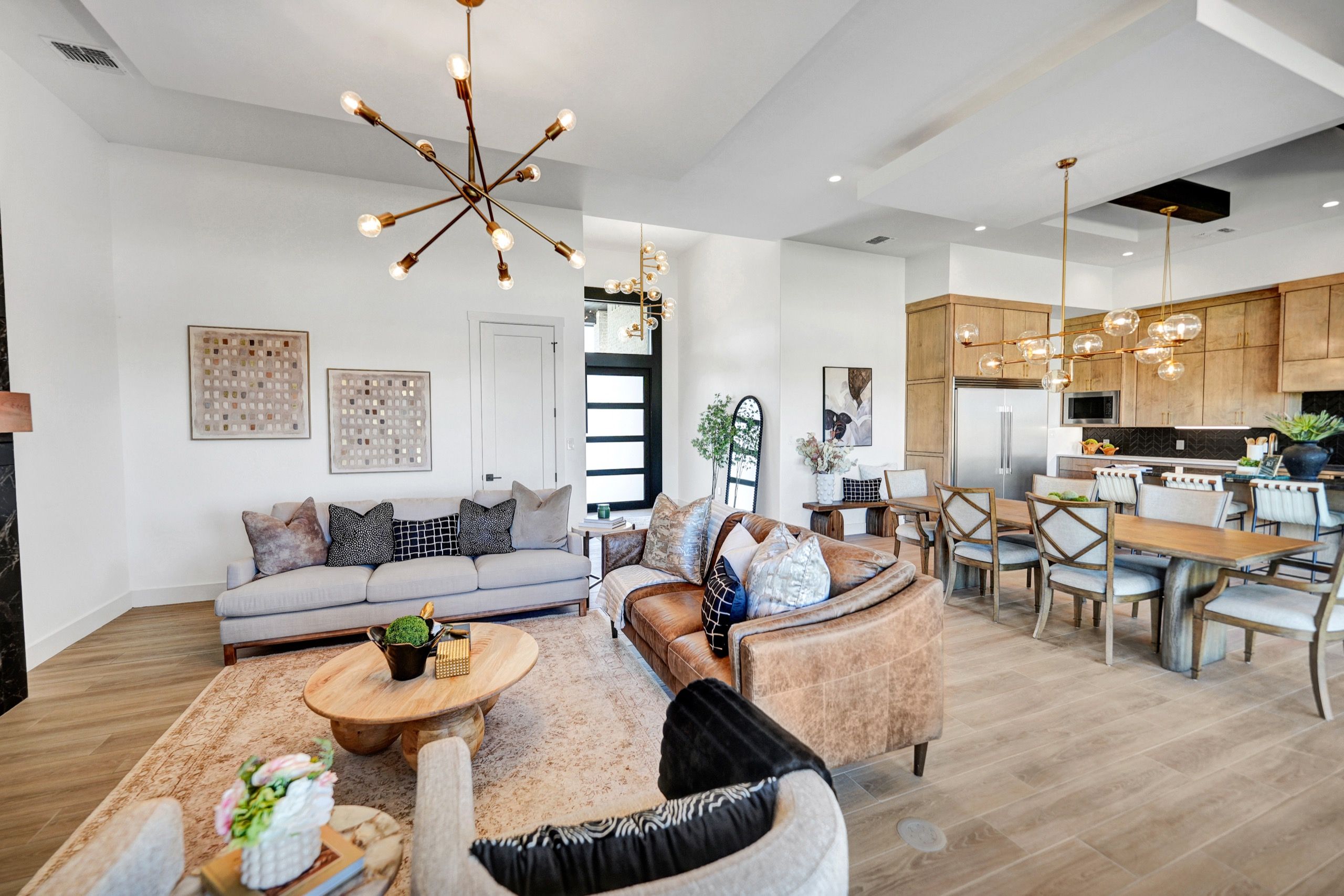 Open-concept living room in Midland, Texas custom home